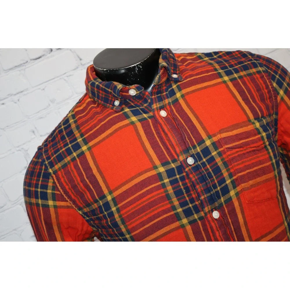 Banana Republic Lined Shirt Mens Medium Red Plaid Untucked Slim Fit Flannel